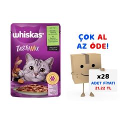 Whiskas Pouch TastyMix Sos İçinde Kuzulu Tavuklu ve Havuçlu Yetişkin Kedi Konservesi 85gr 28'li Paket
