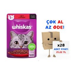 Whiskas Pouch Sos İçinde Sığır Etli Yetişkin Kedi Konservesi 85gr 28'li Paket